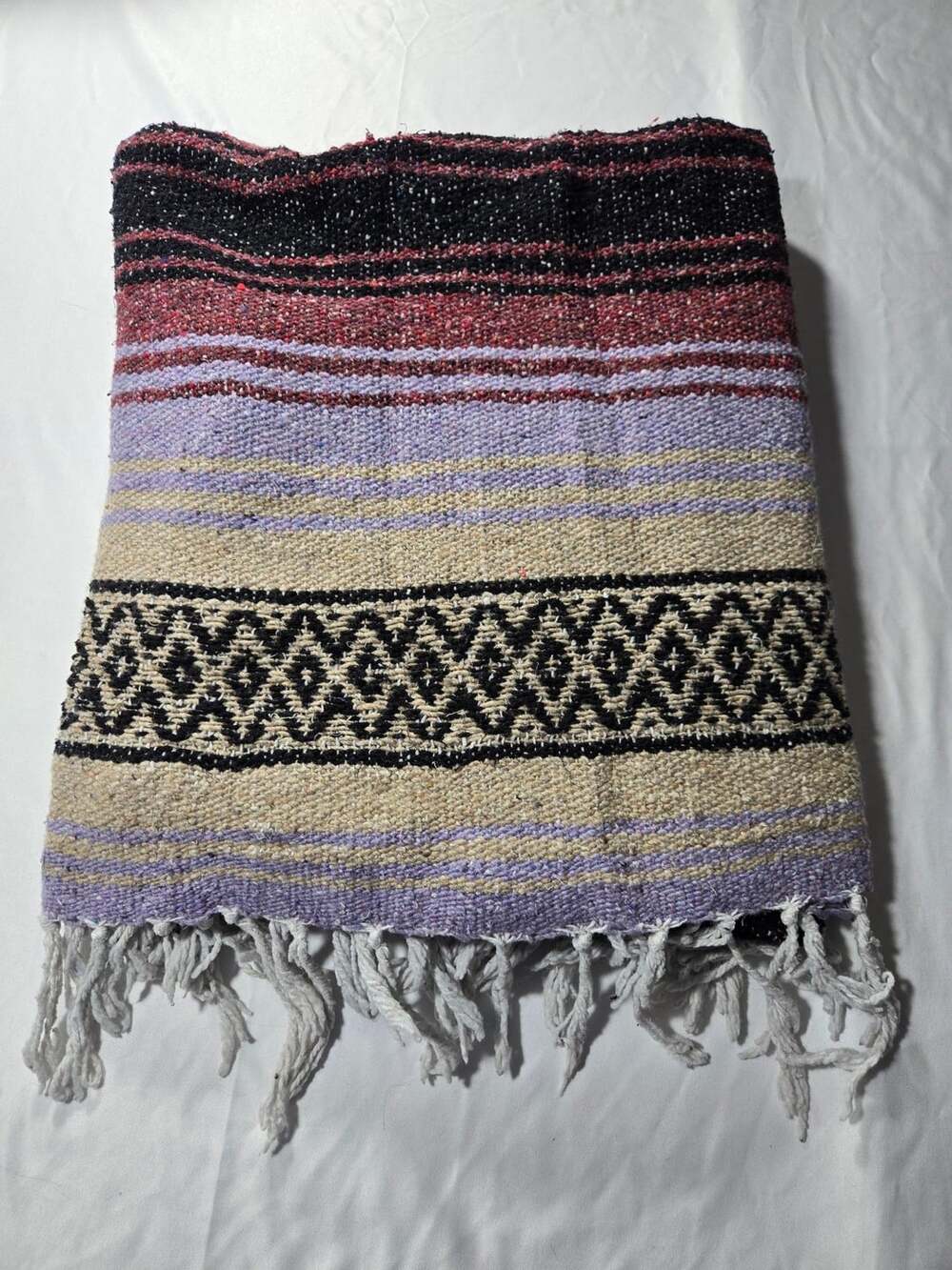 Tex001 Falsa Blanket Size 42" x 75" Purple Black Striped Acrylic